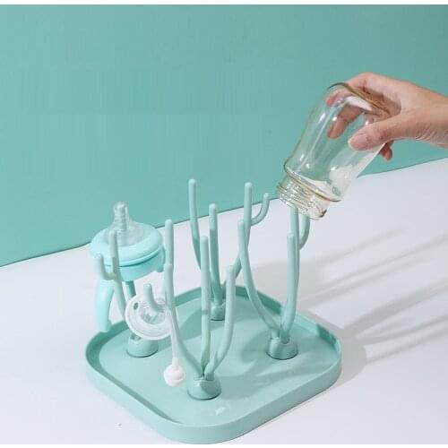Bottle Drying Rack Baby Feeding Bottle Drain Creative Tree Branch Holder Plastic Dustproof Hands-Free Storage Bottle Holder