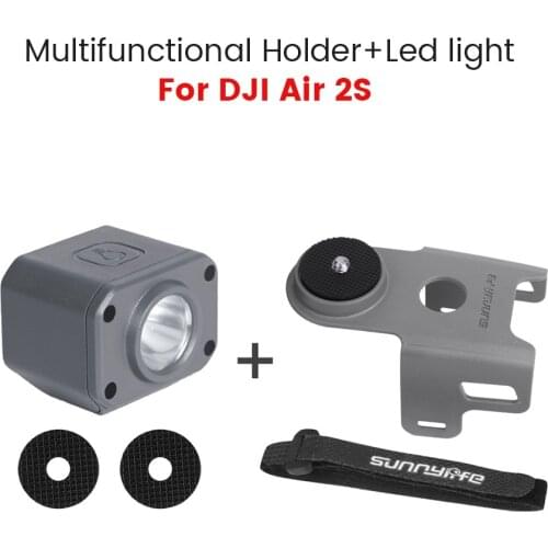 Multifunction Sports Camera Holder+Night Aerial Photography Searchlight For DJI Air 2S for POCKET 2/Insta360/GoPro Camera Holder
