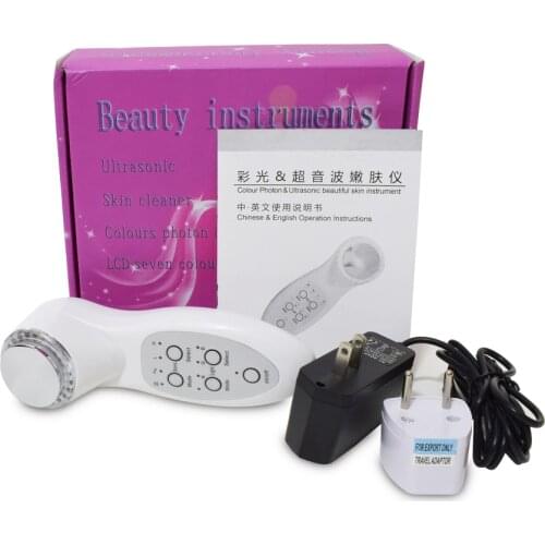 3Mhz Ultrasonic Face Massager 7 LED Face Skin rejuvenation Iontophoresis Care Skin Cleaner Facial Beauty 110-240V