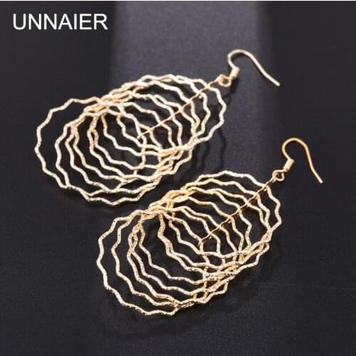 UNNAIER fashion exaggeration personality metal Circle irregular earring Female Europe and America Nightclub Ear jewelry
