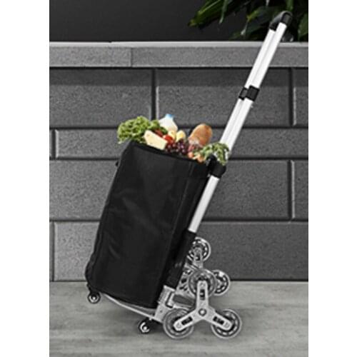 Thickened aluminum alloy shopping cart portable folding climbing stairs luggage trolley high load-bearing durable trailer