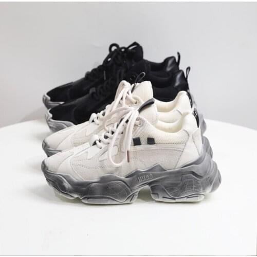 2020 Women Winter Chunky Sneakers Casual Shoes Black 5cm Platform Basket Female Fashion Luxury Designers Vulcanized Shoes Woman