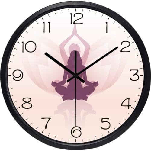 Yoga Girl Wall Clock Brand Design Women European Style Decoration Wall Clock Novelty Color Sport Clock