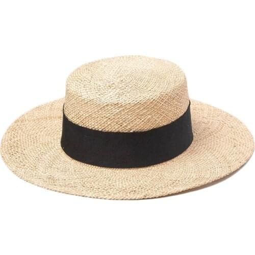 Summer Anti-UV Beach Dome Breathable Folding Flat Straw Sun Bucket Braid Hats with Wide Brim for Adult Women X5XA