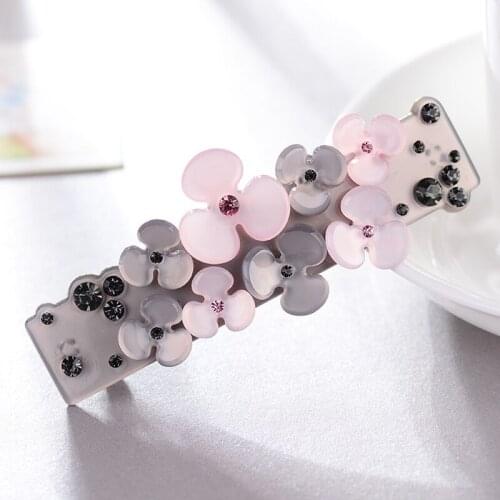 Acetate Women Hair Clips Acrylic Rhinestone Flower French Barrettes Headdress Hair Accessories Hairpins For Girls Hairgrips Crab