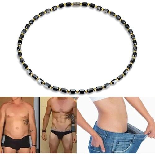 Women Black Magnetic Necklace Beads Hematite Stone Therapy Slimming Health Care Weight Loss Necklace For Men Women