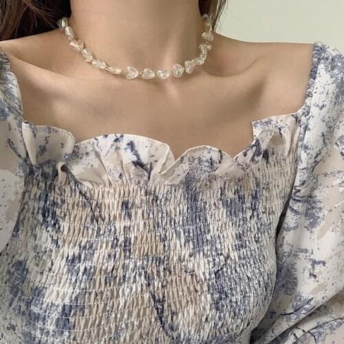 2021 Korean Fashion Acrylic Heart love Chain Choker Necklace for girls Womens Neck Chain Transparent Sweet Heart Choker Collar