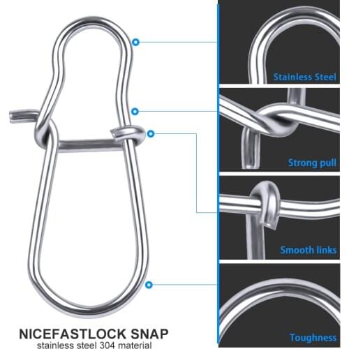 100pcs Nice Fastlock Snap Fishing Barrel Swivel Safety 12mm-33.5mm Swivel Snap 0#-8# Fishing Swivels Solid Rings Tackle Tools