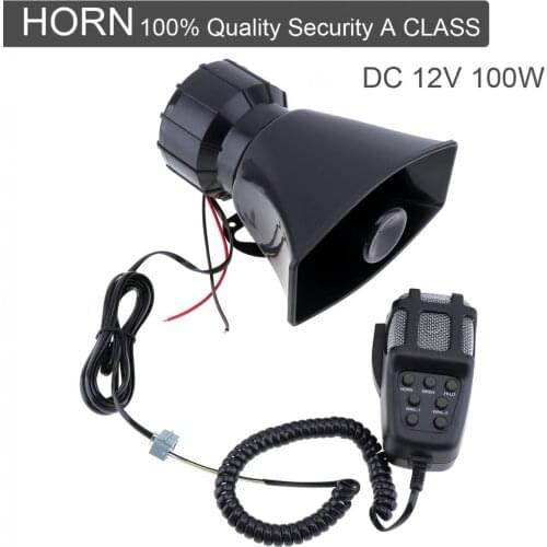 100W 12V 7 Sound Car Electronic Alarm Warning Siren Motorcycle Alarm Firemen Ambulance Loudspeaker with MIC