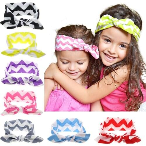 2PC Hair Accessories chevron rabbit knotting baby headbands For Girls childrens hair tied Headband