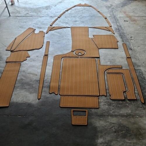 2015-2018 Malibu 22 VLX Swim Step & Cockpit Boat EVA Faux Teak Deck Floor Pad