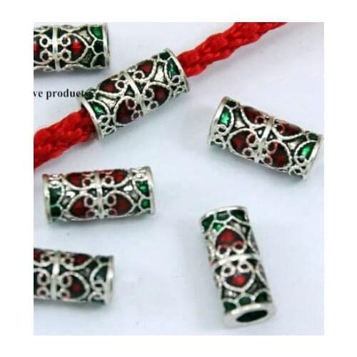 5pcs/lot Tibetan silver Dripping oil spacer Cloisonne lotus beads Loose Bead Spacer Beads for DIY Jewelry Making bracelet fg4ts