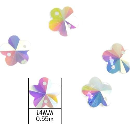 50pcs/lot 14mm Plum Blossom Beads AB In One Hole For Wedding & Home Decoration Glass Trimming Beads