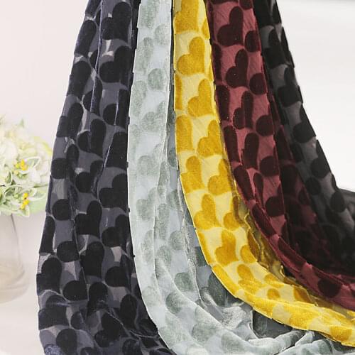 50cm*140cm Nylon Velvet Garment Burnt-out Fabric Love Printing Flocking Fabric Velvet Silk Scarf Fabric for DIY Clothing