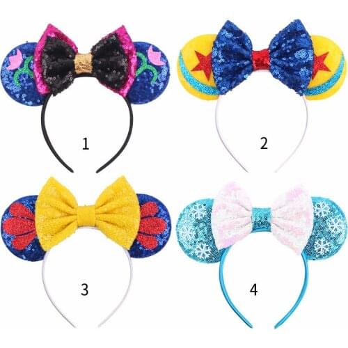 Disney Lovely Girls Cartoon Headband Bows Mickey Minnie Ears Hair Accessories Girls Head-accessories Headdress Head Band Party