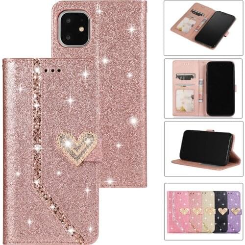 Sparkle Bling Glitter Leather Case For iPhone 12 Mini 11 Pro XS Max X XR 8 7 6s Plus SE 2020 Wallet Flip Card Holder Stand Cover