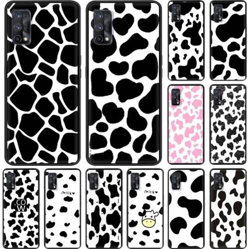 Cow Print Black White Case For Realme C3 6 Pro 5 7 XT C11 C21 X50 C20 7i C15 V15 5G X7 Q2 Silicone Phone Cover Soft Funda Coque