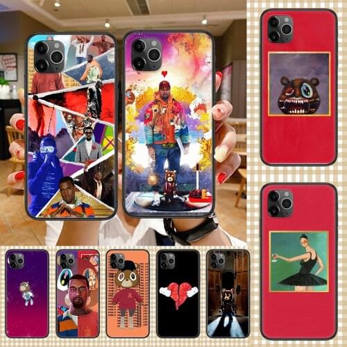 Rapper Kanye West Designer Phone Case Cover Hull For iphone 5 5s se 2 6 6s 7 8 12 mini plus X XS XR 11 PRO MAX black painting