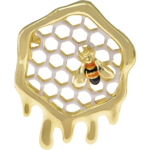 CINDY XIANG Trendy Honeybee Brooches for Women Gold Metal Cute Enamel Geometric Insect Bee Brooch Pins Lady Gift Fashion Jewelry