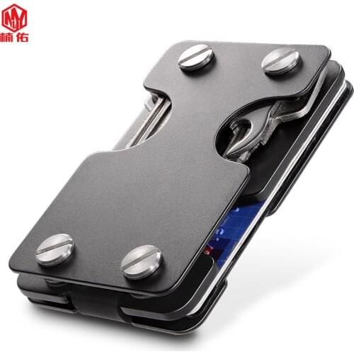 1PC 2 in 1 Carbon Fiber Card Holder Smart Key Holder EDC Multitool Aluminum Alloy Card Package Bag RFID Intercept Card Case