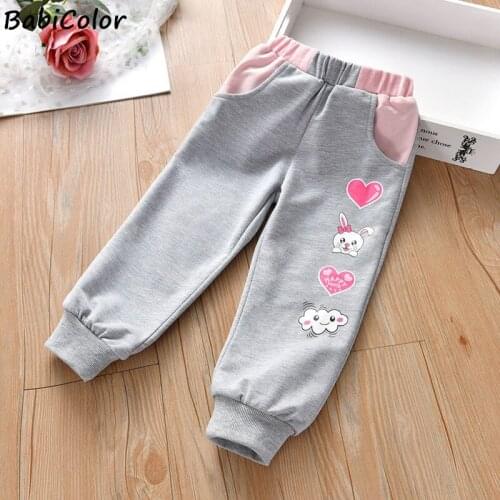 Kids Girls Long Trousers Cotton Autumn Winter Sport Pants Toddler Rabbit Print Pants Casual Baby Add Velvet To Keep Warm Pants