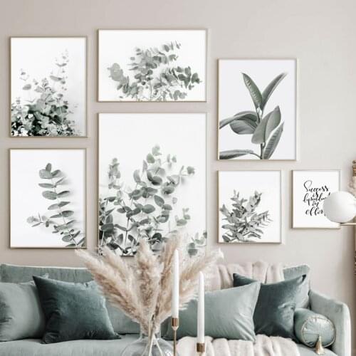 Eucalyptus Rubber Green Plant Leaves Art Canvas Painting Nordic Posters And Prints Modern Wall Pictures For Living Room Decor