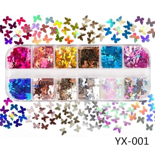 Holographic Butterfly Nail Art Decoration Sequins Sparkly Nail Glitter Decals 12 Colors 3D DIY FlakesPaillette Polish Manicure