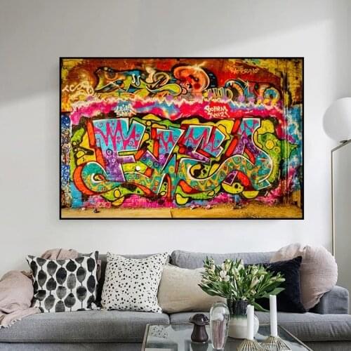 Famous Graffiti Art Street Alphabet Painting Poster Printmaking HD Pictures Printed on Canvas for Room Home Decor Wall Art
