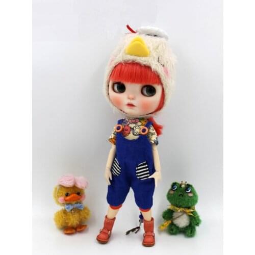 JSB02 Fashion BJD doll clothes Three-piece suits for Blyth Doll outfit jacket Bib T-shirt doll Clothing Doll Accessories