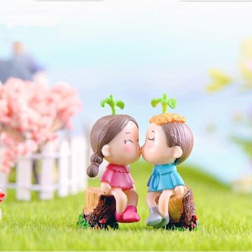 Bean sprouts couple moss micro landscape PVC crafts small jewelry cake scene accessories key ring accessories