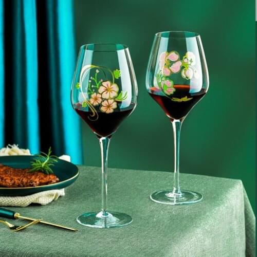 Paris Artwork Collection Level Handmade Red Wine Glass Ultra-Thin Crystal Burgundy Bordeaux Goblet Art Big Belly Tasting Cup