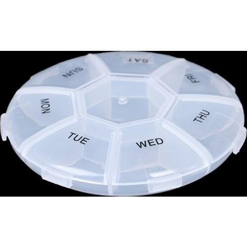 Circular Pill Box 7 Slots Round Daily Weekly Tablet Pill Case Splitter Medicine Pil Case Geneeskunde Houder Organizer Dispenser