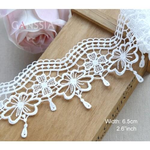 1Yard Width:6.5cm Flower Tassel Lace Water -Soluble Polyester Silk Lace Fabric Hollow out Garment Accessories(ss-2151)