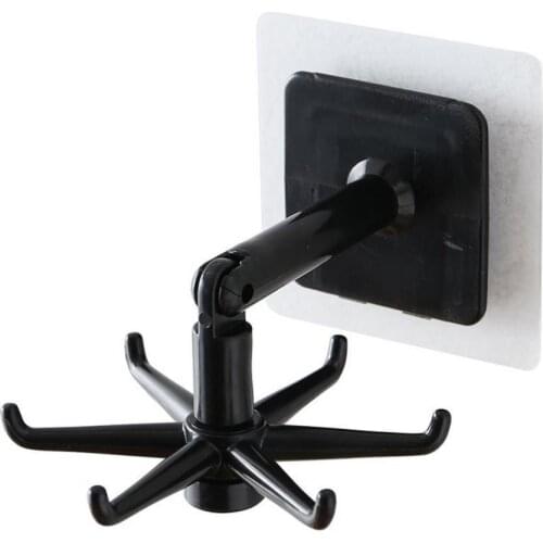 Kitchen Wall Mounted Rotatable 6-claw Hook Hanger Gadget Bath Organizer Rack Multi-Purpose Hooks