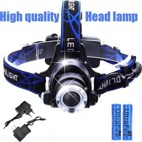 Powerful LED Headlight Telescopic zoom T6 Head Lamp 8000LM Flashlight Torch head light 18650 battery Best For Camping fishing