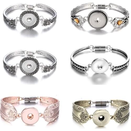 Newest Snap Button Bracelet Bohemian Magnet Snap Jewelry Watches Women 18mm Snap Buttons Interchangeable Charm Bracelet