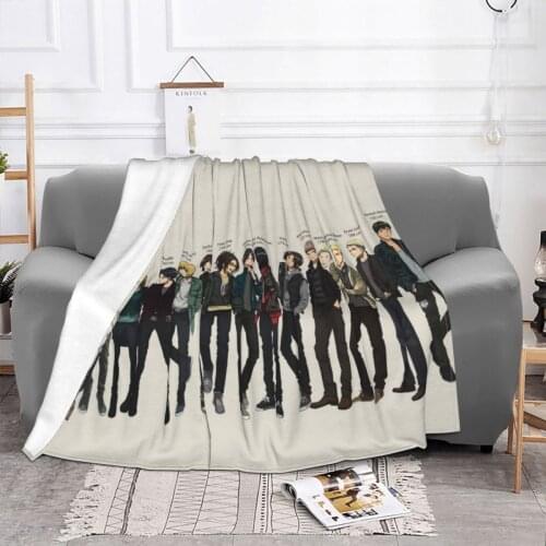 Attack On Titan Blanket Flannel Textile Decor Unisex Throw Blankets AOT Anime Bedspread for Bedroom Car