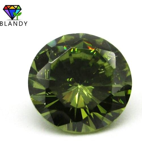 Olive CZ Stone Free Shipping 1000pcs 0.8~3.0mm Round Brilliant Cut Peridot Color 5A Cubic Zirconia Stone Synthetic Gems