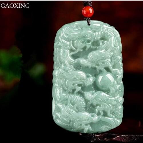 Natural A-cargo Jade Necklace Pendant Jade Jewelry Nine-Dragon Guardian Jade Brand Hand-carved Safe Buckle Pendant Pendant