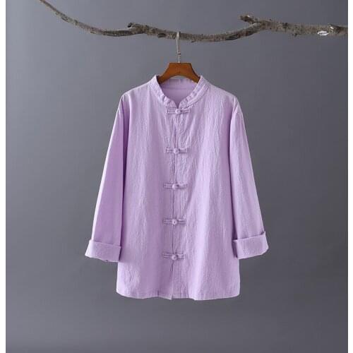 Shanghai Story Casual Chinese Blouse Long Sleeve Shirts Tops Cotton Linen Chinese Qipao Frogs Shirt