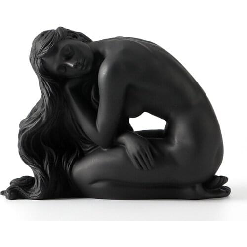 Hand engraving Artwork The contemporary female nude art creative resin ornaments long hair decoration sculpture soft outfit Home