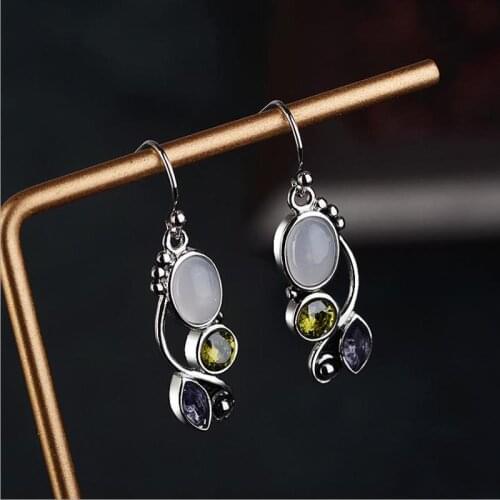 Everoyal Trendy Silver Earrings For Women Jewelry Vintage Crystal Flower Color Earrings Girls Party Accessories Fashion Bijou
