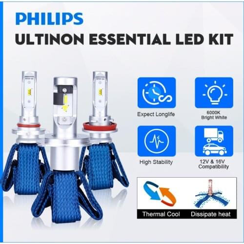 Philips H4 LED Ultinon Essential G2 LED H7 H11 HB3 HB4 9012 HIR2 9005 Car Headlight H8 H11 H16 LED Fog Lamp 6000K White 12V 24V