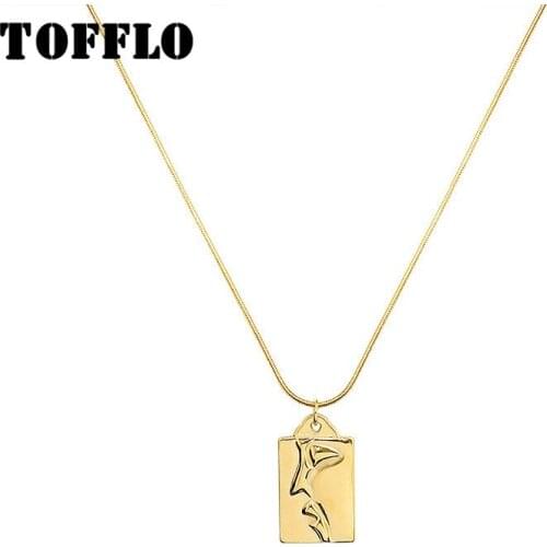 TOFFLO Stainless Steel Jewelry Retro Half Face Figure Pendant Necklace Women Fashion Hip Hop Clavicle Chain BSP795