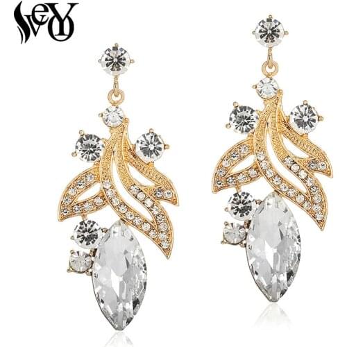 VEYO Geometry Drop Crystal Zinc Alloy Earrings for Women Elegant Hollow out Rhinestone Earrings Fashion Jewelry Gift