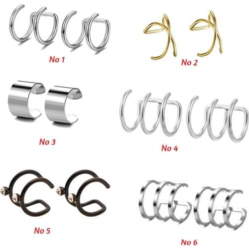 1Pc 1.0*8mm Fake Helix Piercing Gold Black Double Ring Fake Ear Piercing Fake Ear pircing Cuff Clip
