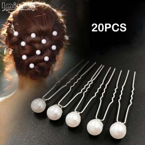Women U-shaped Hair Pin Metal Barrette Clip Hairpins Simulated Pearl Bridal Tiara Hair Accessories Wedding Hairstyle Design Tool