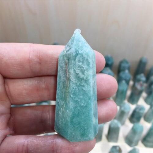 1Pc Natural Amazonite Obelisk Wand Point Healing Stones Tower Fengshui Crystal for Home Decoration