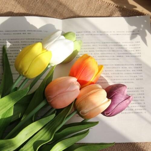 10pcs / lot pu simulation tulip artificial flower real touch latex tulip flower festival wedding & family decoration flower
