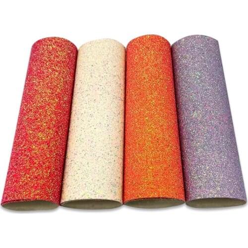 Pastel Fluorescent Multicolored Fine Glitter Faux Leather Fabric Sheet Canvas Backing for Making Shoe/Bag/Wallet/DIY Accessories